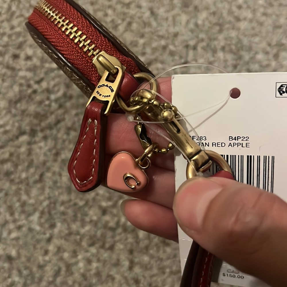 Coach Coated Canvas Coin Purse with Calf Leather Wristlet Strap NWT $125 MSRP - Picture 2 of 4